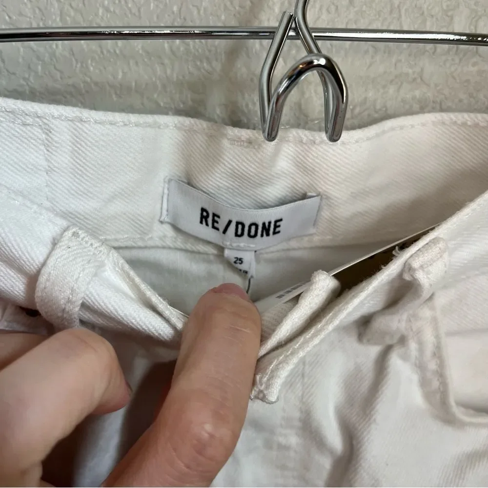 RE/DONE White Distressed Jean Short